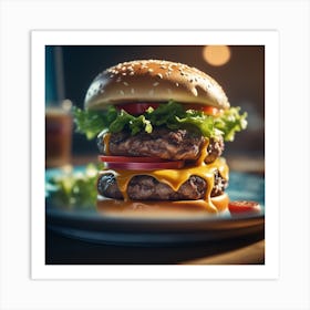 Hamburger On A Plate 95 Art Print