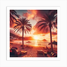 Sunset On The Beach Art Print