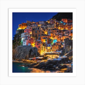 Cinque Terre At Night 3 Art Print