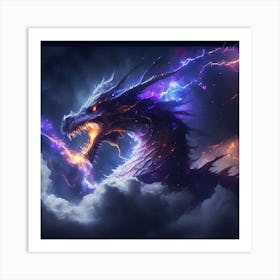 Dragon Lightning In The Sky Art Print