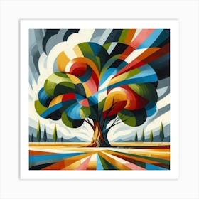 Abstract modernist Oak tree Art Print