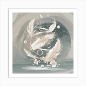 Feathers And Pearls 1 Art Print