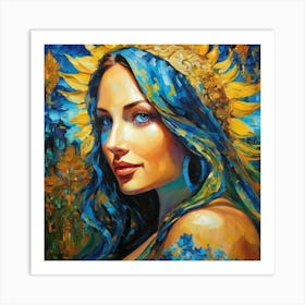 Woman With Blue Hair uk Art Print