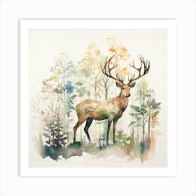 Deer In The Woods 1 Art Print