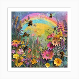 Kitsch Bee Collage 2 Art Print