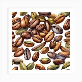 Coffee Beans Seamless Pattern 10 Art Print