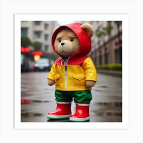 Rainy Day Teddy Bear Ted Art Print