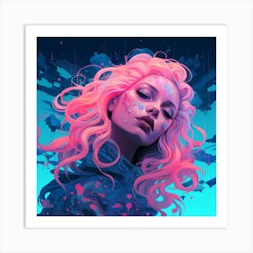 Girl With Pink Hair 1 Art Print