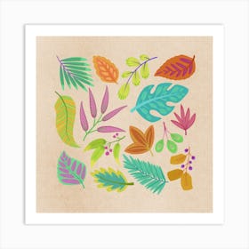 Multi coloured leaf print Art Print