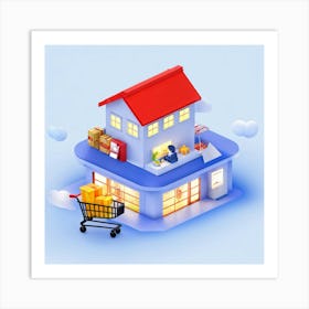 Buyer Shopping Cart Asset Concept Investment Building Purchase House Buy Home Residential (10) Art Print