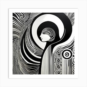 A Linocut inspired woman art, 126 Art Print