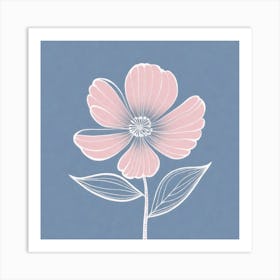 A White And Pink Flower In Minimalist Style Square Composition 388 Art Print