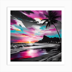 Sunset At The Beach 1 Art Print