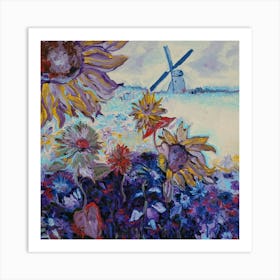 Sunflowers in the evening Art Print