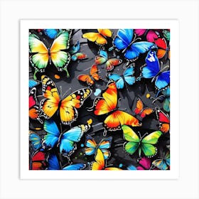 Many Colorful Butterflies 1 Art Print