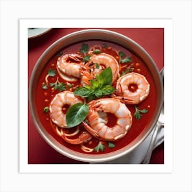 Red Soup With Shrimp Art Print