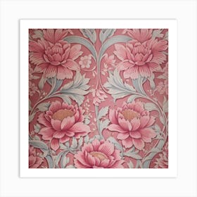 Vintage pink flowers wallpaper Art Print