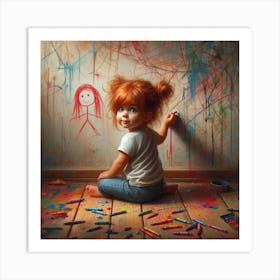 Little Girl With Crayons 2 Art Print