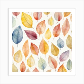 Watercolor Autumn Leaves 2 Art Print