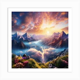 Sunset In The Mountains Art Print