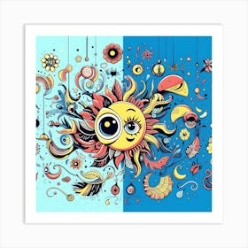 Doodle Sun Art Print