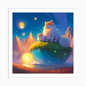 Cat On A Rock Art Print