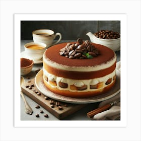 Coffee Cake With Coffee Beans Art Print