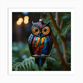 Stained Glass Owl Art Print