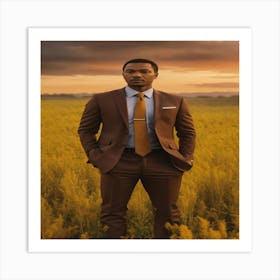 A Man In A Suit Standing In A Field (1) Art Print