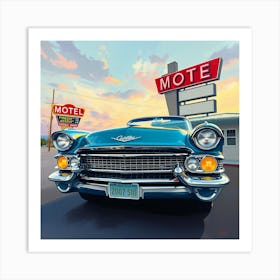 Motel At Sunset Art Print