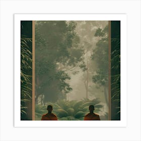 Monks In The Forest 2 Art Print