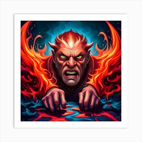 Demon On Fire Art Print