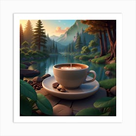 Coffee Cup In The Forest Art Print