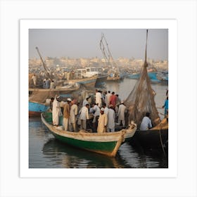 Fishing Boats In Pakistan Art Print