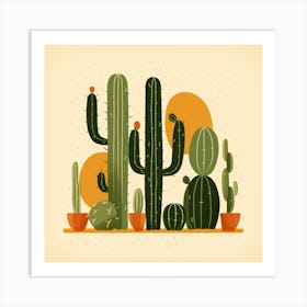 Rizwanakhan Simple Abstract Cactus Non Uniform Shapes Petrol 38 Art Print
