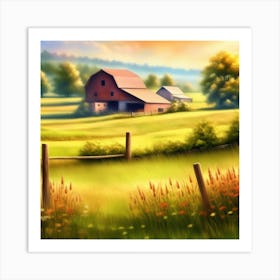 Farm Landscape Wallpaper 2 Art Print