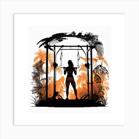 Silhouette Of A Woman In The Gym 2 Art Print