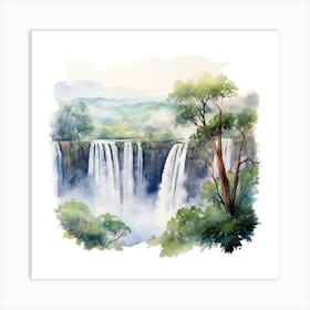 Watercolor Waterfalls Art Print