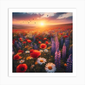 Wildflowers At Sunset Art Print