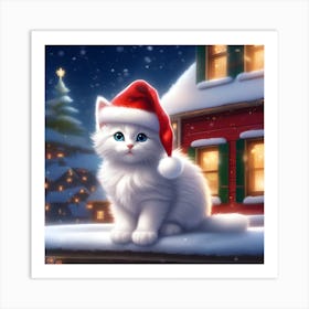 Cute Christmas Kitten 2 Art Print