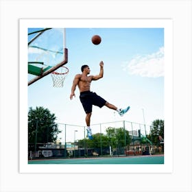 Young Shot Competition Play Board Urban Action Man Court Training Fitness Basket Abdomin (11) Art Print