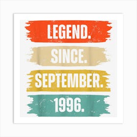 26 Years Old Gifts 26th Birthday Legend Since September 1996 1 Art Print