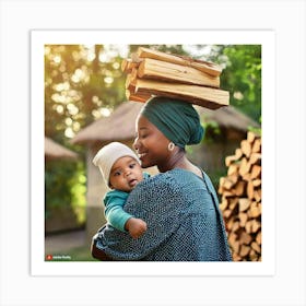 African Woman With Baby Art Print