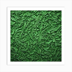 Abstract Green Leaves Background Art Print