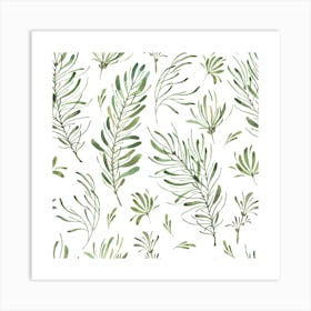 Green Floral Pattern Art Print