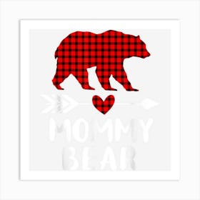 Funny Red Plaid Buffalo Mommy Bear Christmas Pajama Family Art Print