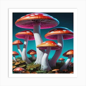 Mushrooms On A Tree Art Print