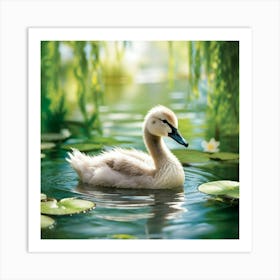 Swan In Water 2 Art Print