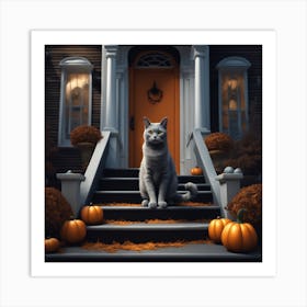 Cat On Steps Art Print