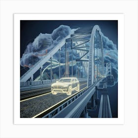 Cloudy Sky Over A Bridge Art Print